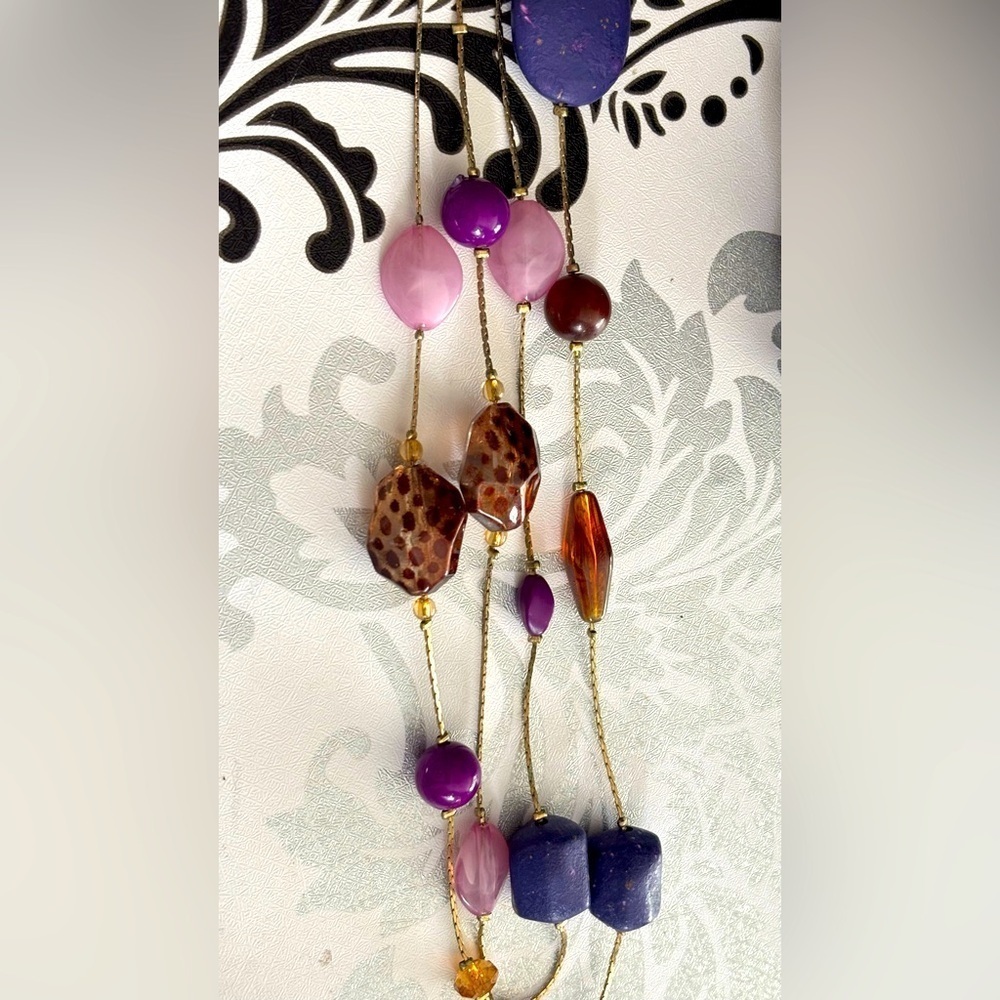 Purple Beaded Extra Long Necklace
Length 48”